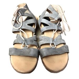 Kork Ease Skyway sandals grey leather lace up rubber sole size 9M